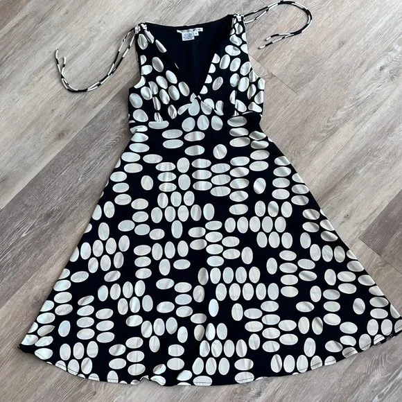Maggy London | Dresses | Maggy London Black Beige Polka Dot Fit Flare Dress  | Poshmark
